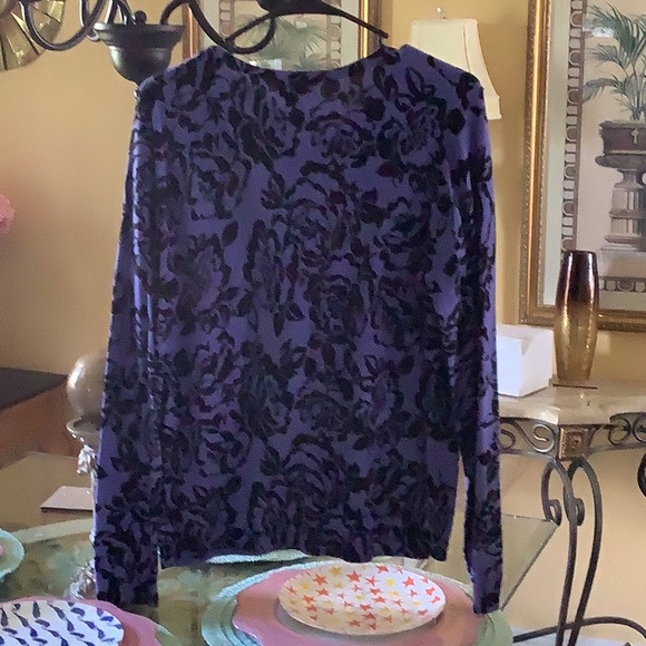 Cardigan by Croft & Barrow button down purple and black floral size medi… - Picture 2 of 6